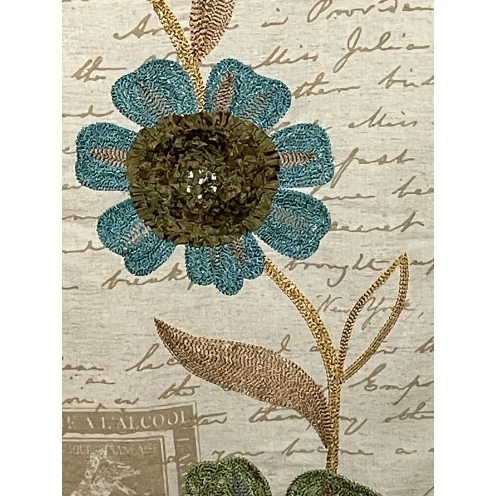 Pier 1 Imports 72x13 Embroidered Floral Table Runner Teal Cottagecore Decor